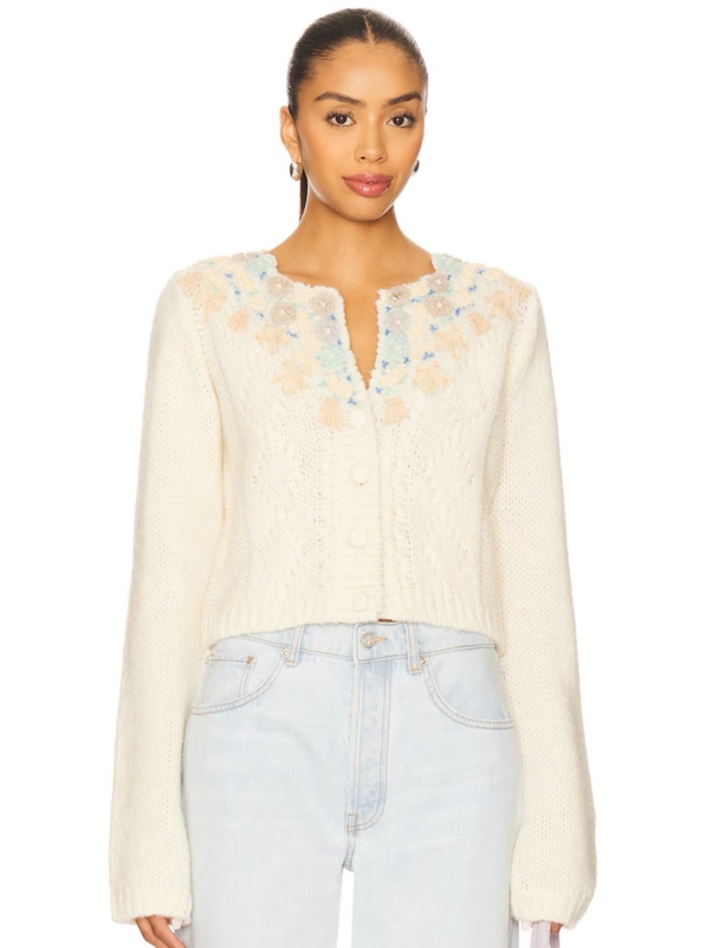 Free People Pixie Cardigan in Ivory - Picture 7 of 7